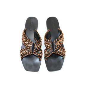 Sol Sana Slides Sandals Black & Brown Flats Shoes Size 41